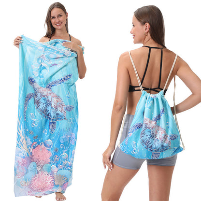 🥳Limited-time Special Price:£ 10.99!!!🏖️2-in-1 Convertible Beach Towel & Drawstring Backpack