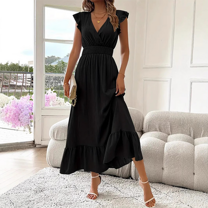 🎉Last Day Special Price:£15.99!!💃🌼V-Neck Ruffled Waist-Defining Maxi Dress