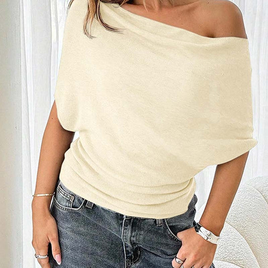 🔥Last Day Special Price:£ 14.99 !!!🔥Women's Asymmetrical Off-Shoulder Batwing Sleeve Top