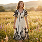 👗 Last Day Special Price:£19.98 🌿 Soft Botanical Print V-Neck Midi Dress – Elegant, Lightweight & Versatile for Any Occasion 🌸