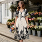 👗 Last Day Special Price:£19.98 🌿 Soft Botanical Print V-Neck Midi Dress – Elegant, Lightweight & Versatile for Any Occasion 🌸