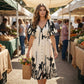 👗 Last Day Special Price:£19.98 🌿 Soft Botanical Print V-Neck Midi Dress – Elegant, Lightweight & Versatile for Any Occasion 🌸