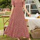🌷Last Day Special Price :￡18.99!!🌸2026 Women's Casual Floral Print Short Flutter Sleeve Smocked High Waist Flowy Maxi Dress