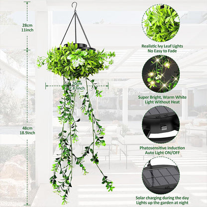 🔥Last Day Special Price:£15.99 !!!🔥SOLAR-POWERED HANGING MILAN GRASS LIGHT! 💎 Lifelike Foliage, Auto On/Off & IP65 Waterproof ✨