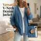 🧥 Last Week Special Price:£ 26.99✨ Women's Classic Button Front Denim Jacket – V-Neck, Breathable Fabric & Relaxed Fit 💙
