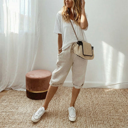 ⏳👖SUMMER Day Special Price:£ 15.99!!!⏰Women's Casual Cotton Linen Capris