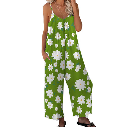 💥👖Last Day Special Price:£ 13.99!!! ⏰Women's Floral Print Wide Leg Jumpsuit – Relaxed Fit, Side Pockets & Breathable – Plus Sizes Available ✨