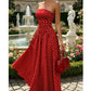 ⚫👗Last Day Special Price:£ 17.99!!!✨ Women's Polka Dot Strapless Dress - Elegant Vacation Essential! ✨