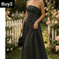 ⚫👗Last Day Special Price:£ 17.99!!!✨ Women's Polka Dot Strapless Dress - Elegant Vacation Essential! ✨