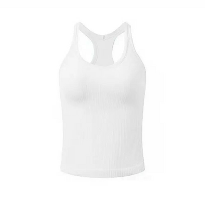 🥳Last Day Special Price:£ 14.99 !!!🏃‍♀️ Women's Ribbed Racerback Bra Tank – Built-in Shelf Bra, Breathable Cotton Blend, Great for Gym, Home or Street 👚💖