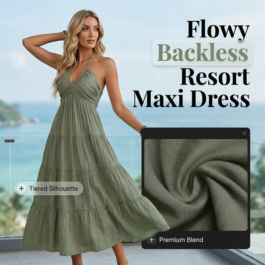 👗Limited Time-Offer 50% Off💥💃Women's Halter Neck Backless Tiered Maxi Dress