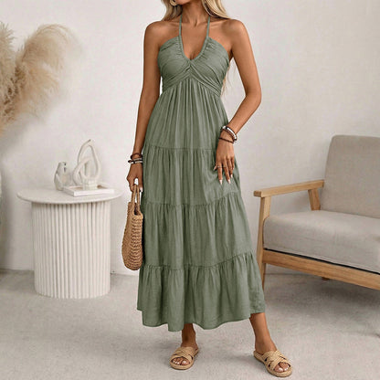 👗Limited Time-Offer 50% Off💥💃Women's Halter Neck Backless Tiered Maxi Dress