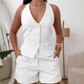 🔥Last Day Special Price:£ 19.98!!!👗Backless Slim Halter Vest & High Waist Shorts 2-Piece Set