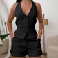 🔥Last Day Special Price:£ 19.98!!!👗Backless Slim Halter Vest & High Waist Shorts 2-Piece Set