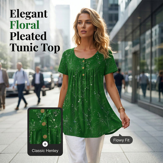 💐Last Day Special Price:£ 12.99!!!🦋Women's Floral Print Pleated Tunic Top🌸