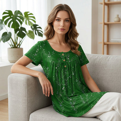 💐Last Day Special Price:£ 12.99!!!🦋Women's Floral Print Pleated Tunic Top🌸