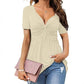 🔥LAST DAY Special Price:£ 11.99!!!☀️🛍️Women's Short Sleeve V-Neck Twist Front Tunic Top