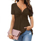 🔥LAST DAY Special Price:£ 11.99!!!☀️🛍️Women's Short Sleeve V-Neck Twist Front Tunic Top