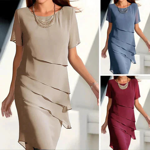 👗🍃Last Day Special Price:£17.99!!💥Elegant Pleated Chiffon Midi Dress