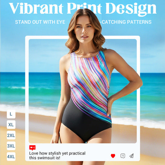 🩱Limited-time Special Price:£ 12.99!!!✨ Fashion Printed One-Piece Swimsuit | Soft Stretch Fabric & Ruching Detail for an Instant Slimming Look