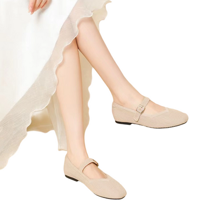 👞 Surprise Special Price:£ 11.99 !! ✨ Breathable Square Toe Ballet Flats – Knit, Lightweight, Comfy 👣