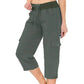 🥳SUMMER HOT SALE🥳💞50K+ SOLD!💥50% OFF! 💃Women's Solid Color High-Waist Drawstring 3/4-Length Cargo Pants