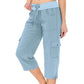 🥳SUMMER HOT SALE🥳💞50K+ SOLD!💥50% OFF! 💃Women's Solid Color High-Waist Drawstring 3/4-Length Cargo Pants