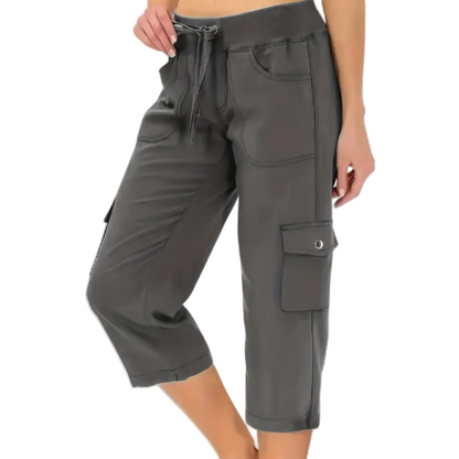 🥳SUMMER HOT SALE🥳💞50K+ SOLD!💥50% OFF! 💃Women's Solid Color High-Waist Drawstring 3/4-Length Cargo Pants
