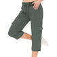 🥳SUMMER HOT SALE🥳💞50K+ SOLD!💥50% OFF! 💃Women's Solid Color High-Waist Drawstring 3/4-Length Cargo Pants