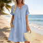 👗Last Day Special Price ￡15.99!!✨👗Women's V-Neck Tunic Dress – Relaxed Fit, Pockets & Breathable