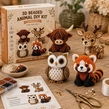 🏆Limited-time Special Price:£10.99!!!🧵✨Petite 3D Beaded Animal Craft Kit