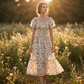 🌸2026 Summer Hot Sale 50% OFF!✨Square Neck Floral Midi Dress – Smocked Bodice, Flowy Tiered Skirt, Romantic🌸