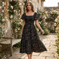 🌸2026 Summer Hot Sale 50% OFF!✨Square Neck Floral Midi Dress – Smocked Bodice, Flowy Tiered Skirt, Romantic🌸