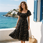 🌸2026 Summer Hot Sale 50% OFF!✨Square Neck Floral Midi Dress – Smocked Bodice, Flowy Tiered Skirt, Romantic🌸