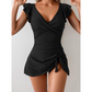 🥳SUMMER HOT SALE🥳💞50K+ SOLD!💥50% OFF!Women's Elegant V-Neck Tummy Control Swim Dress