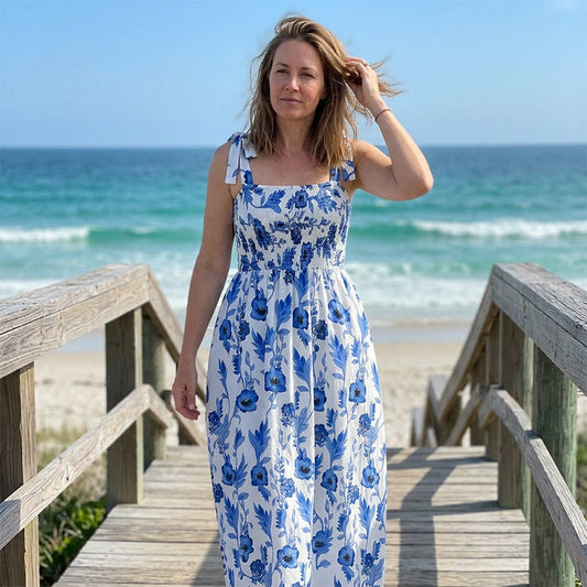 🥳SUMMER HOT SALE🥳💞50K+ SOLD!💥50% OFF! 👗Women's Summer Elegant Floral Strap Dress🪷