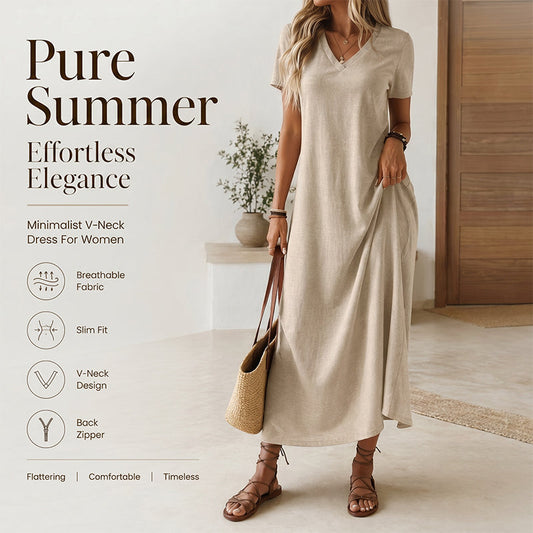 🥳SUMMER HOT SALE🥳💞50K+ SOLD!💥50% OFF! 👗Women's Short Sleeve V-Neck Maxi Dress