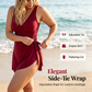 🥳SUMMER HOT SALE🥳💞50K+ SOLD!💥50% OFF! 🩱Women Plus Size Swim Dress One-Piece Solid Color Swimsuit