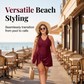 🥳SUMMER HOT SALE🥳💞50K+ SOLD!💥50% OFF! 🩱Women Plus Size Swim Dress One-Piece Solid Color Swimsuit