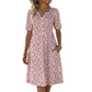 💗LAST DAY SALE 50% OFF⚡50K+ SOLD!!🌸Women's Casual V-Neck Print Dress with Pockets👗