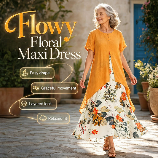 ⏳Summer Day Special Price:£16.99!!!⏰Women's Layered Look Floral Print Casual Dress💐👗