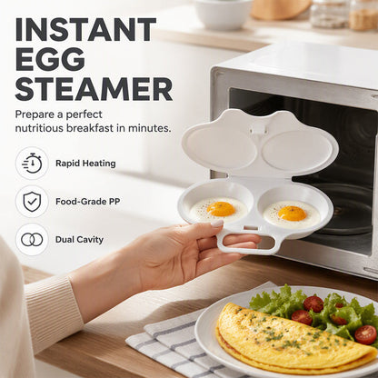 ⏰Last Day Buy 1 Get 1 Free Special Price:£6.99!!⏰ Microwave Egg Poacher – Dual-Cavity Steamer, Rapid Heating, Non-Stick PP – Ideal for Home, Office & Travel! 🔥