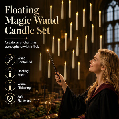 💥LAST DAY SPECIAL PRICE￡15.99!!!🕯️Magical Wand Remote Floating LED Taper Candles Set🪄