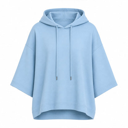 🥳AUTUMN HOT SALE🥳🍂50K+ SOLD!💥50% OFF! 🧥Seasonal Style - Relaxed Pullover Hoodie with Half-Sleeve Cut – Flattering Loose Fit & Modern Aesthetic for Transitional Weather