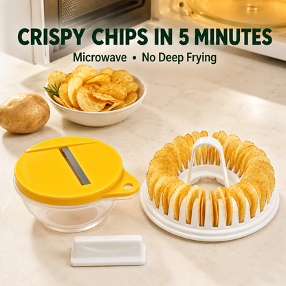 🏆Surprise Price: Only £8.99!!!🥔DIY Microwave Potato Chip Maker with Slicer Bowl Set🍟