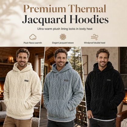 ⏳LAST DAY SALE ONLY ￡16.99!!✨Men's Winter Fleece Lined Hoodie Jacquard Pattern Long Sleeve Pullover Sweatshirt for Casual Outdoor Wear✨