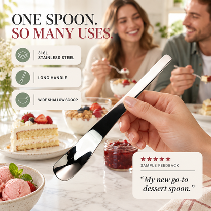 🏆Surprise Price: Only £7.99!!!🍨Stainless Steel Dessert Spoon with Long Ergonomic Handle