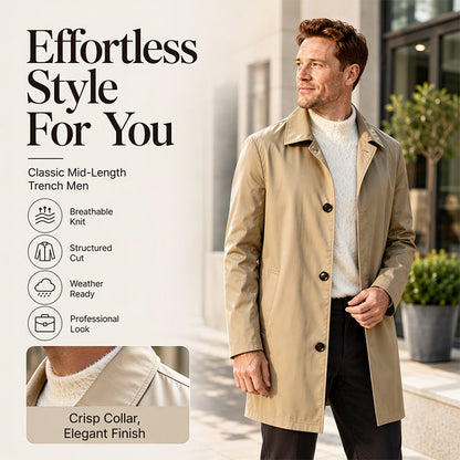 ⏳Last Day Special Price:£19.99!!!💥Men's Minimalist Single-Breasted Mid-Length Coat