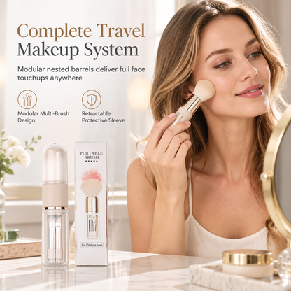🖌️LAST DAY Special Price:£7.99!!! !!📢Portable Retractable Makeup Brush Set Multifunctional Travel Cosmetic Tool with Powder Blush and Silicone Lip Brush